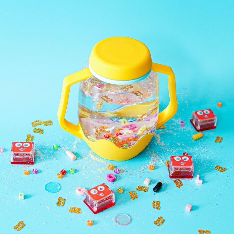 Glo Pals Sensory Play Pack Bundle with Sensory Play Jar  Red Sammy Light-Up Cubes  & Fun Fillers (Easy as ABC) - Image 2